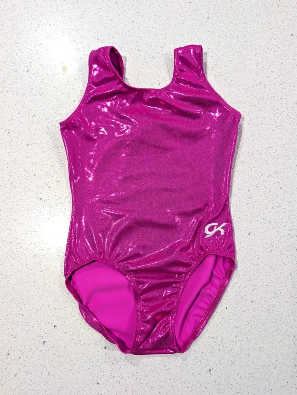 GREAT GK ELITE Gymnastics Dance Leotard Adult Large Shiny Gumball Mystique PINK